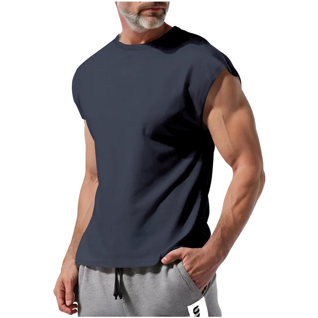 Timegard Débardeur pour Homme à Manches Cap, Col Ras du Cou, Chandails de Couleur Unie, Été, Décontracté, Léger, T-Shirt Basique