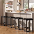 thumbnail image 3 of BeesClover Bar Stools Set, Counter Height Backless Barstools, with Metal Frame & Footrest, Counter Height Backless Barstools with Metal x-Frame, with PU Leather for Home Bar, Dining Room, 3 of 7