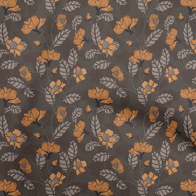 oneOone Tissu Cambric Coton Marron Floral Rétro Matériel de Robe Tissu Imprimé Tissu au Mètre 42 Pouces de Large