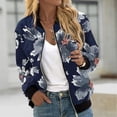 thumbnail image 2 of Pisexur Veste de Baseball pour Femmes Plus Cardigan Kimono Léger à Fleurs Imprimé Manches Longues Zip Veste Bomber, 2 of 4