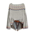 thumbnail image 1 of WTXUE Chandail Décontracté Léger Vintage Fair Isle pour Femmes, Manches Raglan, Col Rond, Tricoté, Imprimé Artistique, Chandail à Enfiler, Chandails Confortables et Chauds d'Automne, Hauts Bohèmes Tendance Western, Chemisiers Habillés Décontractés, Blanc 3TG, 1 of 4