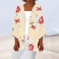 thumbnail image 2 of Pisexur Veste pour Femmes, Cardigans à devant Ouvert, Manteaux Trench, Vestes d'Automne, Chemise Ample Décontractée pour Femmes à Manches 3/4 Imprimée, Hauts, Cardigan, 2 of 5