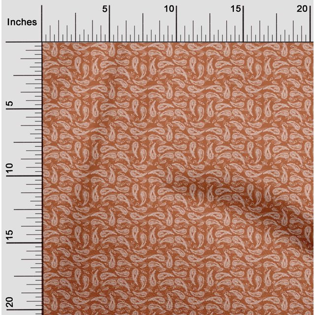 oneOone Viscose Chiffon Fabric Paisley Block Printed Fabric 1 Yard 42 Inch Wide