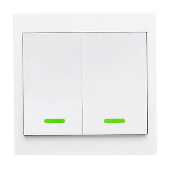 Commutateur Mural Sans Fil à Télécommande à 2 Canaux 433,92 MHz, Émetteur RF Intelligent Encodé 86 EV1527 pour l'Éclairage, Portée 0-100 m, Batterie Non Incluse (12 V 27 A L828 Requise), Panneau 86x86x32 mm