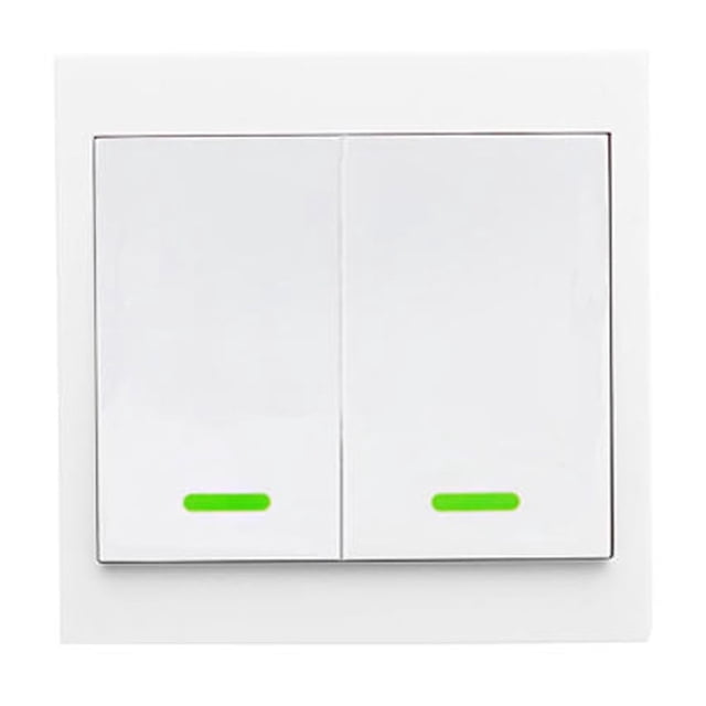 2-Channel 433.92MHz Wireless Remote Control Wall Switch, 86 EV1527 Encoded Smart RF Transmitter for Lighting, 0-100m Range, Battery Not Included (12V 27A L828 Required), 86x86x32mm Panel