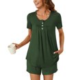 thumbnail image 2 of AherBiu Ensembles de Pyjama pour Femmes 2 Pcs Boutons Col Rond Hauts Ensemble de Pjs Shorts Confortables Vêtements de Nuit Vêtements de Nuit, 2 of 7