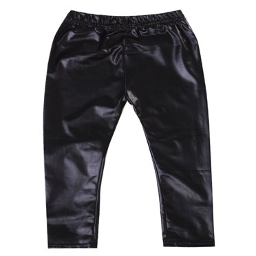 Toddler Girl Baby Stretchy PU Leather Kid Casual Leggings Trousers