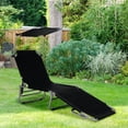 thumbnail image 3 of Gymax Ensemble de 2 Chaises Longues Pliables Réglables pour Extérieur Plage Patio avec Pare-Soleil, 3 of 10
