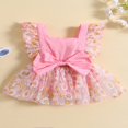 thumbnail image 2 of Infant Baby Girls Romper Bodysuit Ruffle Sleeve Flower Print Bowknot Tulle Dress Jumpsuit, 2 of 7