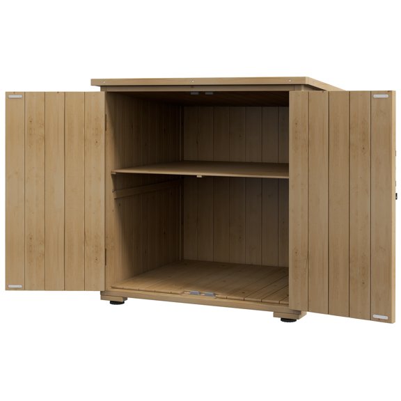 CoSoTower Armoire de Rangement Extérieure en Bois, Remise de Jardin Remise de Rempotage avec Tablette et Doubles Portes, Naturel