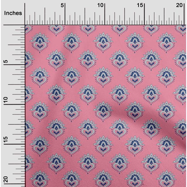 oneOone Cotton Poplin Fabric Floral Block Printed Craft Fabric BTY 56 Inch Wide