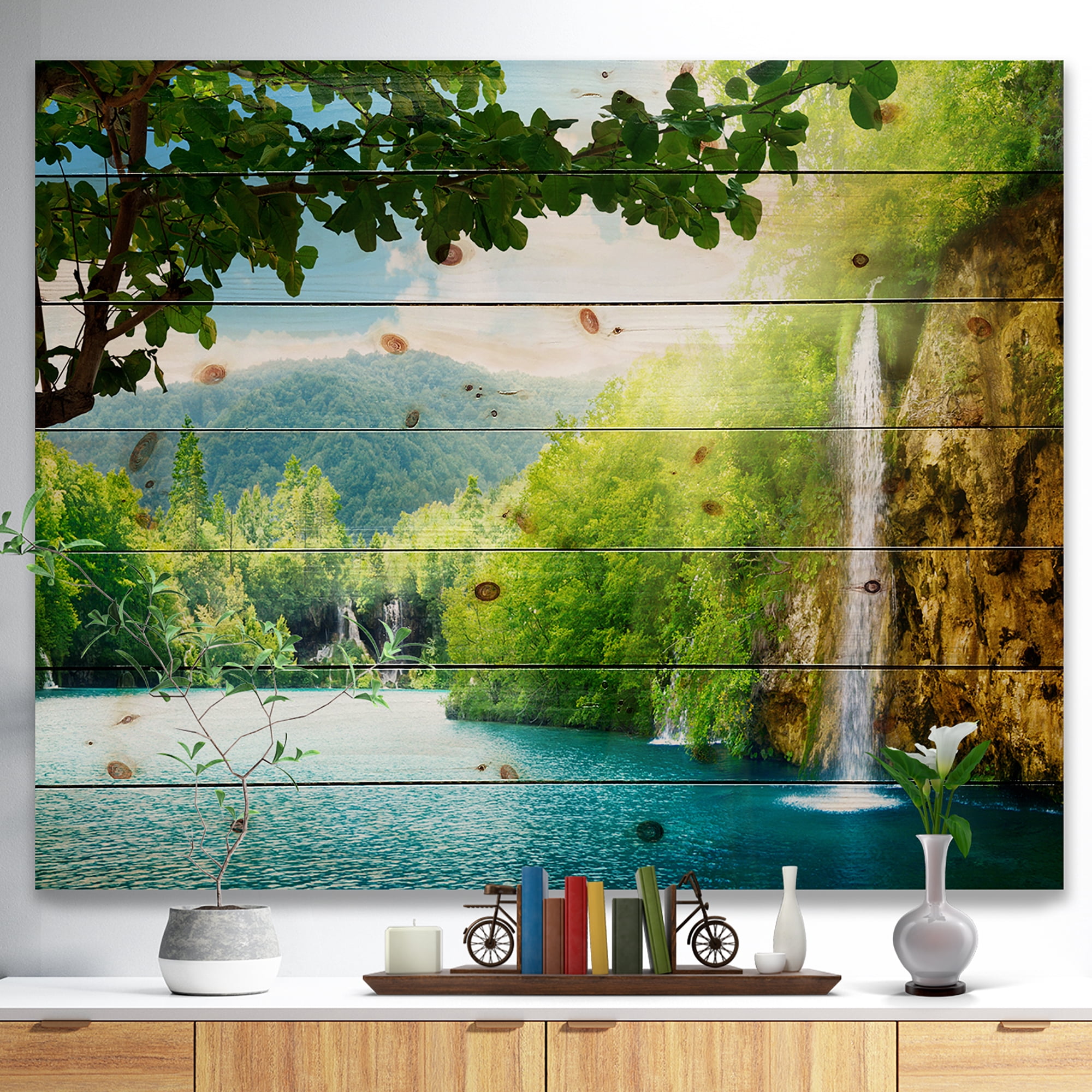 Tableau sur toile imprimée Design Art Photographie paysage Chute d'eau en forêt profonde