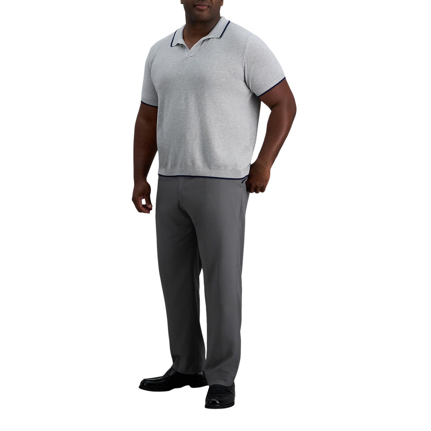 Chandail polo uni à col ouvert manches courtes pour hommes Haggar® de grandes tailles