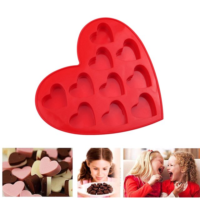 Vaidha Heart Shaped Chocolate Molds Candy, DIY Baking Trays 10-Cavity