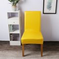 thumbnail image 2 of Stretch Solid Pu Leather Waterproof Dining Chair Cover Slipcover Removable Washable Short Dining Chair Protector Seat Solid Slipcovers for Hotel Dining 4pcs Yellow, 2 of 7