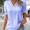 thumbnail image 3 of Chemisier Décontracté pour Femmes à Rayures Verticales, Manches Bouffantes, Style Élégant, Tenue de Vacances, 3 of 7