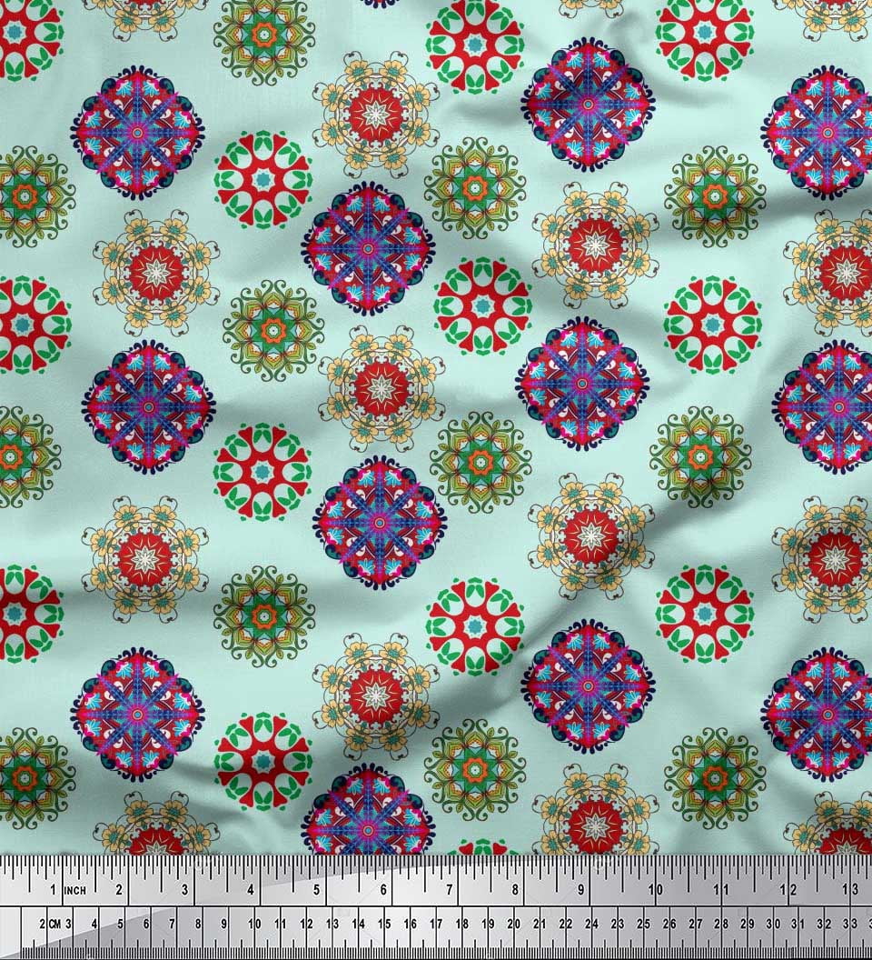 Soimoi Rayon Fabric Mandala Kaleidoscope Print Fabric by Yard 56 Inch Wide