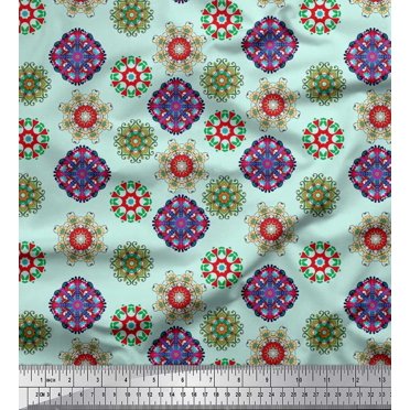 Soimoi Rayon Fabric Mandala Kaleidoscope Print Fabric by Yard 42 Inch Wide