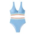 thumbnail image 2 of TACILIP Womens High Waisted Bikinis Set V Neck Swimsuit 2 Piece Bathing Suit Color Block Swimwear, 2 of 9
