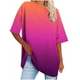 thumbnail image 1 of Kaemgyyd Womens Oversized T Shirts Half Sleeve Crewneck Gradient Summer Tops Casual Loose Plus Size Basic Tees, 1 of 7