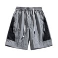 thumbnail image 2 of BADHUB Summer Savings Clearance! Drawstring Cargo Shorts for Men Color Block Elastic Waist Work Shorts Lightweight Zipper Multi Pocket Shorts Gray XXXXL, 2 of 4