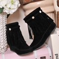 thumbnail image 4 of XZNGL Chaussures Rétro pour Femmes Décontractées Mode Couleur Unie à Franges en Suède Givré Plates Bottines Hauteur Intérieure, 4 of 9