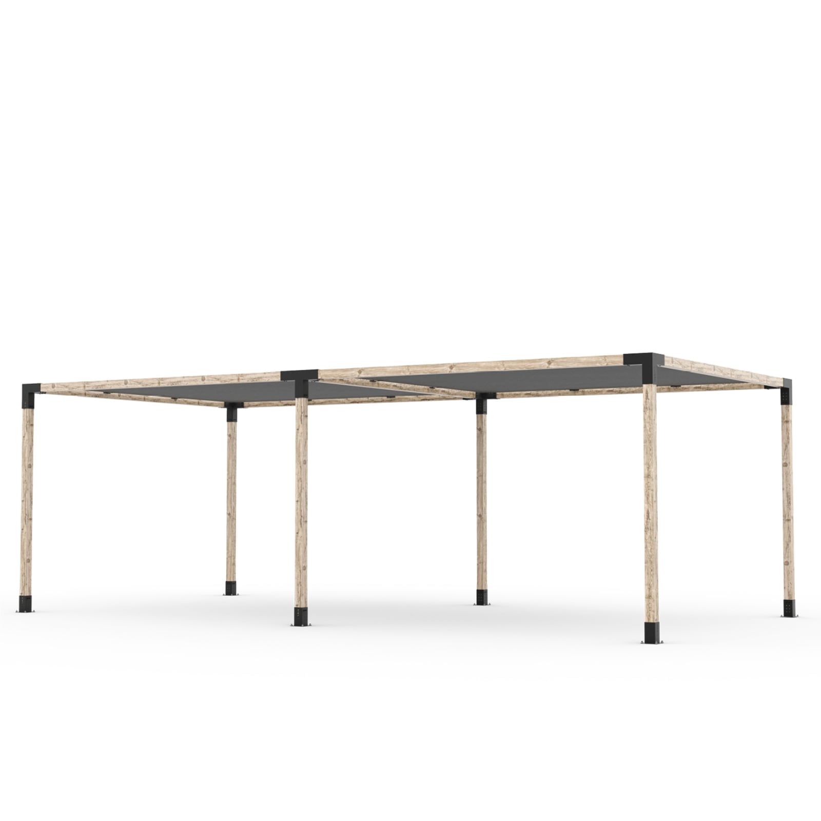 Toja 8' X 24' Double Pergola Kit With 2 Shade Sails For 4X4 Wood Posts