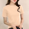 thumbnail image 2 of Women Tops Under 10 Dollars Cute Tops Women Womens Summer Short Sleeve Tops Crew Neck Lightweight Pullover Sweaters Loose Dressy Casual Blouse Basic Clothes, 2 of 3