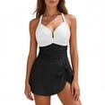 thumbnail image 2 of Swimsuit with Tummy Control and Lift For Women, Crisscross Ruched One-Piece Swim Dress with Adjustable Straps and Removable Padding for Beach or Pool, 2 of 9