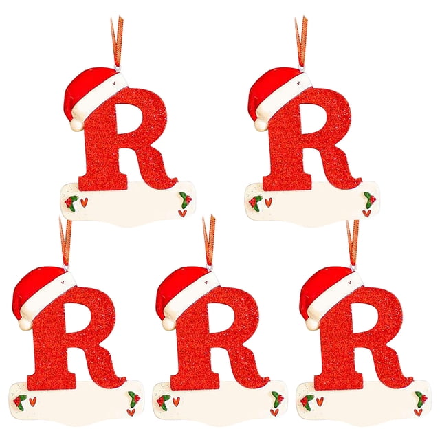 XZNGL Christmas Little Red Hat Letter Pendant DIY Writable Name 26 Letter Pendant 5PCS