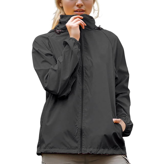 Hvobtty Manteaux Décontractés à Capuche à Manches Longues pour Femmes, Imperméables pour Femmes avec Capuche Coupe-Vent Manteaux Soleil à Capuche Imperméables Légers avec Rangement