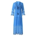 thumbnail image 4 of FhsagQ Cache-Maillot Femme Filet Femme Mode Uni Dentelle Patchwork Franges Robe à Manches Longues Robe de Plage Vacances Cache-Maillot pour Femme Cache-Maillot pour Femme Cuir Bleu TTG, 4 of 5
