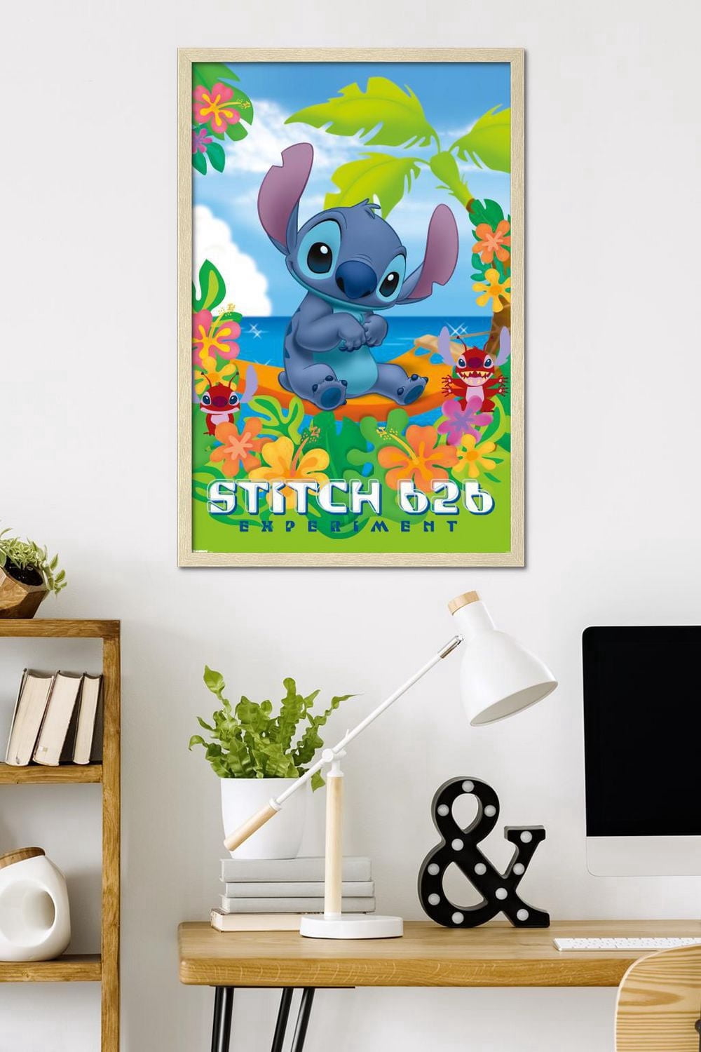 Disney Leroy and Stitch - Beach Wall Poster, 22.375" x 34" Framed