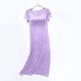thumbnail image 2 of AherBiu Nuisettes pour Femmes avec Soutien-Gorge Intégré Manches Courtes Col Ras du Cou Pyjamas Vêtements de Nuit Confortables Doux Longue Robe de Nuit, 2 of 6