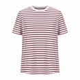 thumbnail image 3 of breaise Chandails à Rayures pour Femmes, Col Rond Décontracté, T-shirt à Manches Courtes, Été 2025, Coupe Régulière, Hauts, Rose Vif, G, 3 of 6