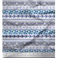 thumbnail image 1 of Soimoi Blue Silk Fabric Rose & Wild Animal Skin Patchwork Print Fabric by Yard 42 Inch Wide, 1 of 3