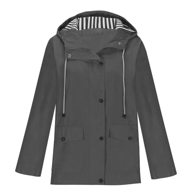 MeetoTime Manteau de Pluie Imperméable pour Femme Mi-Long à Capuche Coupe-Vent Extérieur Randonnée Imperméable Tailles Régulières et Plus