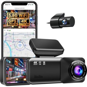 𝑶𝒔𝒎𝒐 Dashcam Pro 4K Wireless Car Dashcam Front Rear, 5.8GHZ WiFi, GPS, Free 64GB Card, Dash Cam with 24H Parking Monitor, Time-Lapse,Loop Recording
