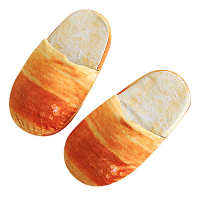 CEHVOM Adult Autumn Winter Warm Home Shoes Simulation Bread Memory Foam Sole Slippers