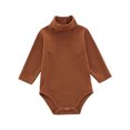 thumbnail image 1 of FAIWAD Baby Girl Boy Romper Long Sleeve Turtleneck Jumpsuit Ribbed Button Spring Bodysuit, 1 of 5