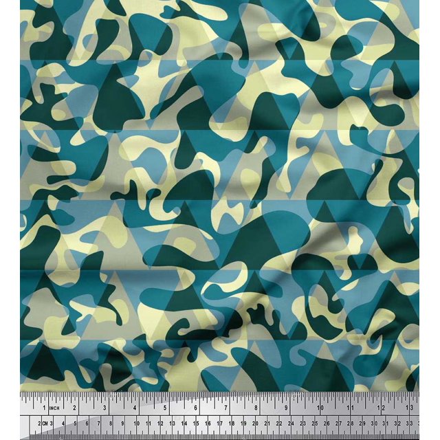 Soimoi Velvet Fabric Two Tone Camouflage Print Fabric by The Yard 58 Inch Wide