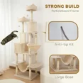 thumbnail image 4 of 81" Large Cat Tree w/ Scratching Posts, Condos, Beds, Hammocks, Jumping Platforms, Toy Balls, Rope Cat Toy, Beige, 4 of 5