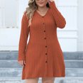 thumbnail image 2 of AherBiu Womens Cardigan Ribbed Knitted Button down Mini Dress Long Sleeve Fall Basic Layering Cardigans, 2 of 4