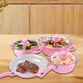 thumbnail image 4 of SIYTUAU Pink Nonstick Cooking Set With Frying Pan Saucepan Stock Pots And Silicone Spatulas Dishwasher Safe Kitchen Essentials For Daily Use Pink, 4 of 6