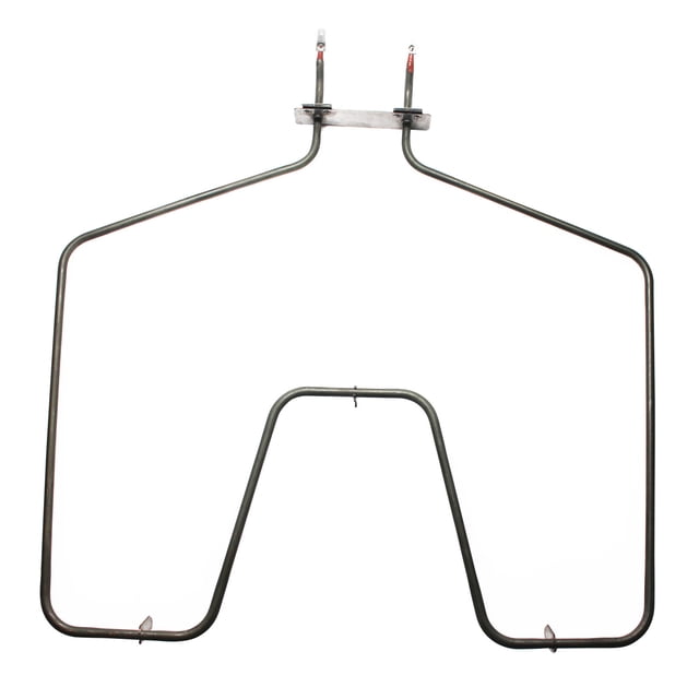 Compatible General Electric JBP62CD3CC Bake Element, a replacement part for General Electric WB44K10005 oven heating element. The bake element features a U-shaped design with two prongs for easy installation. Ideal for restoring heat performance in ovens experiencing uneven or slow heating. Ensure compatibility with your oven model before purchase.