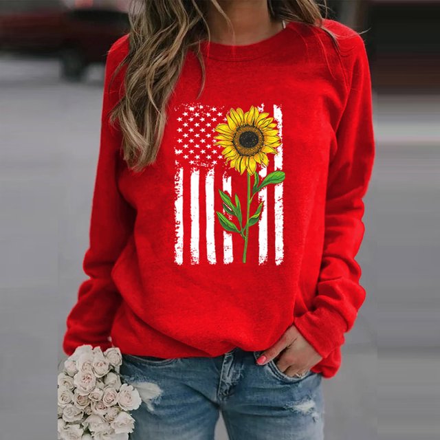 Hauts Décontractés d'Hiver pour Femmes Manches Longues Chandail en Molleton Imprimé Blouse Tee Pull