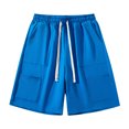 thumbnail image 1 of Men's Sports Shorts Multiple Pockets Running Training Basketball Shorts(Blue,L), 1 of 8