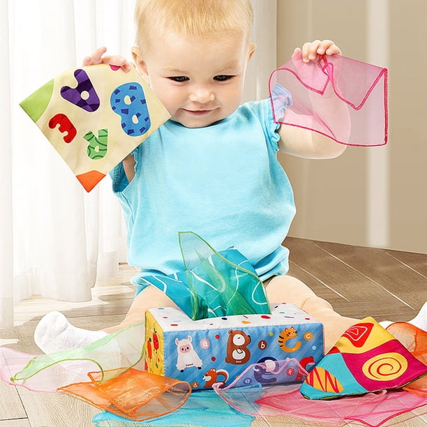 Bunblic Boîte à Mouchoirs Jouet d'Apprentissage Précoce Jouet Éducatif Interactif Sensoriel pour Enfants Garçons Filles