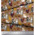 thumbnail image 2 of Soimoi Tissu en Rayonne Imprimés de Rennes, Poules et Coqs au Mètre, 42 Pouces de Large, 2 of 3
