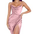 thumbnail image 3 of UPPADA Robe à Col Ras du Cou pour Femmes, Couleur Unie, Robes d'Invitée de Mariage, Ceinture, Cocktail, Fête, Tenue de Travail, Coupe Ajustée, Robe Crayon, Robes Midi Décontractées, Soldes de Liquidation, Offres du Jour, 3 of 8